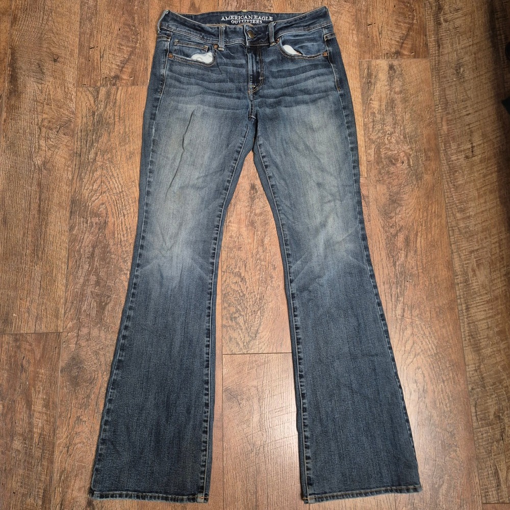 American Eagle Kick Boot Jeans Womens 6 Regular Blue Super Stretch AEM120605U9A